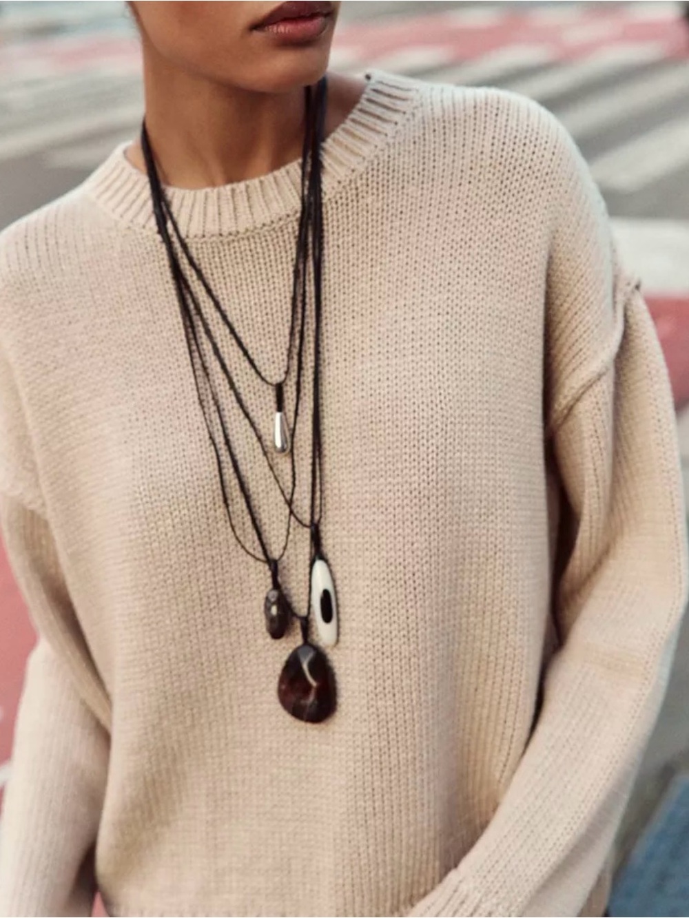 Zara PACK OF 4 LEATHER AND STONE NECKLACES